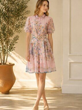 Pink Purple Floral Midi Dress